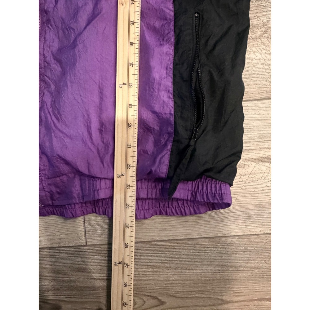 Vintage Munsingwear Colorblock Windbreaker Jacket Purple Teal Black Mens Medium - Picture 7 of 9